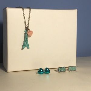 Blue necklace and earrings set
